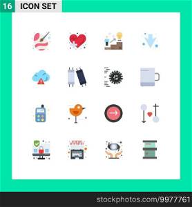 16 Universal Flat Color Signs Symbols of full, arrow, medical, solution, user Editable Pack of Creative Vector Design Elements