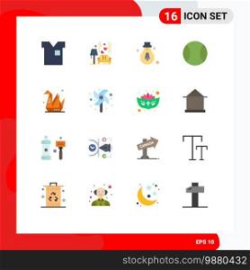 16 Universal Flat Color Signs Symbols of hobbies, tennis, heart, sport, motivation Editable Pack of Creative Vector Design Elements