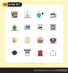 16 Universal Flat Color Signs Symbols of money, banking, avatar, payments, power Editable Pack of Creative Vector Design Elements