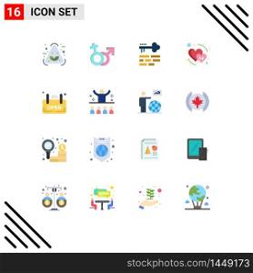 16 Universal Flat Color Signs Symbols of open, february, female, date, login Editable Pack of Creative Vector Design Elements