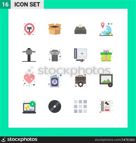 16 Universal Flat Color Signs Symbols of pick, navigation, archive, marker, location Editable Pack of Creative Vector Design Elements