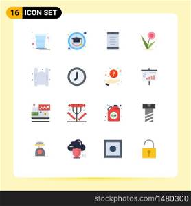 16 Universal Flat Color Signs Symbols of plastic, bag, text, spring, flower Editable Pack of Creative Vector Design Elements