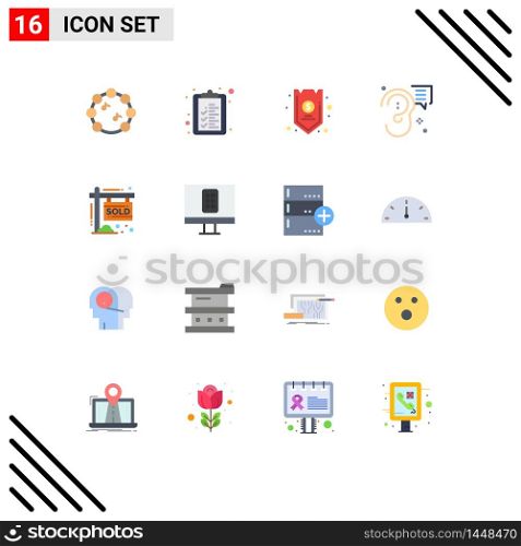 16 Universal Flat Color Signs Symbols of property, message, credit, marketing, communication Editable Pack of Creative Vector Design Elements