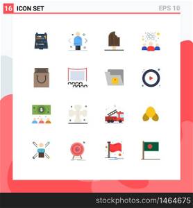 16 Universal Flat Color Signs Symbols of researchers, knowledge worker, direction, ice cream, holiday Editable Pack of Creative Vector Design Elements