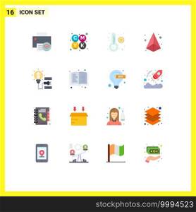 16 Universal Flat Color Signs Symbols of smartphone, creative, meter, printing, laser Editable Pack of Creative Vector Design Elements