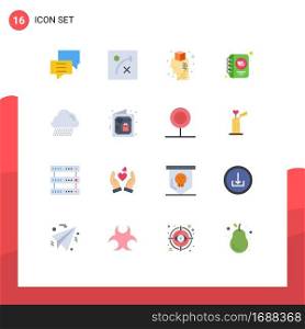 16 Universal Flat Colors Set for Web and Mobile Applications canada, cloud, brainstorming, writing, heart Editable Pack of Creative Vector Design Elements