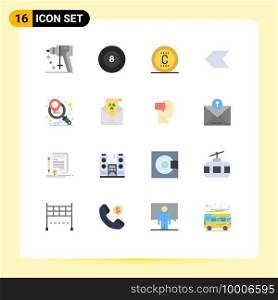 16 Universal Flat Colors Set for Web and Mobile Applications e, marketing planning, protection, marketing c&aign, pointer Editable Pack of Creative Vector Design Elements