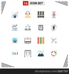 16 Universal Flat Colors Set for Web and Mobile Applications eye, surveillance, archive, monitoring, file Editable Pack of Creative Vector Design Elements