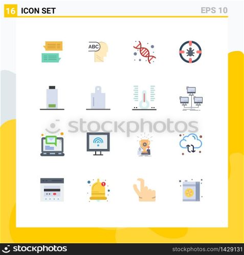 16 Universal Flat Colors Set for Web and Mobile Applications multimedia, security, dna, protection, internet Editable Pack of Creative Vector Design Elements