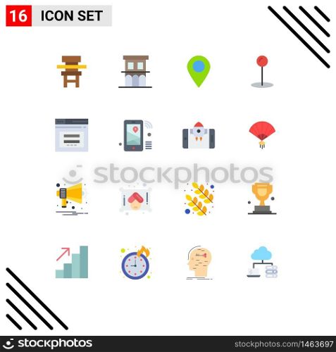 16 Universal Flat Colors Set for Web and Mobile Applications secure, pin, property, maps, marker Editable Pack of Creative Vector Design Elements