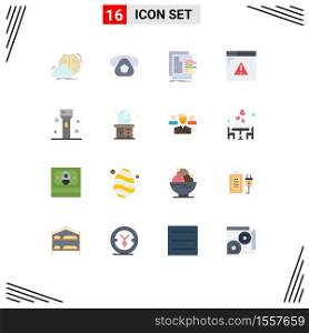 16 Universal Flat Colors Set for Web and Mobile Applications web page, security, phone, internet, reports Editable Pack of Creative Vector Design Elements