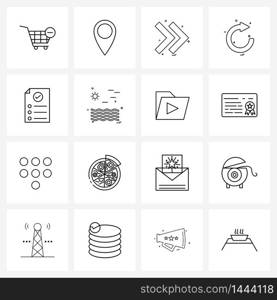 16 Universal Icons Pixel Perfect Symbols of complete, restart, navigation, refresh, arrow Vector Illustration