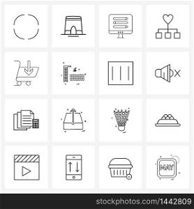 16 Universal Icons Pixel Perfect Symbols of donation, crowd funding, vacation, charity, industry Vector Illustration