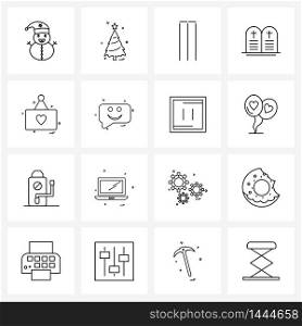 16 Universal Icons Pixel Perfect Symbols of messages, women, sports, mothers day, religion Vector Illustration