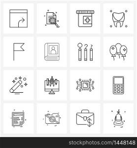 16 Universal Icons Pixel Perfect Symbols of protect, dentistry, text doc, dental, plus Vector Illustration
