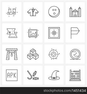16 Universal Icons Pixel Perfect Symbols of stubs, admission, ball, city, building Vector Illustration