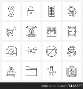 16 Universal Icons Pixel Perfect Symbols of trolley, glass, medical, beer, food Vector Illustration
