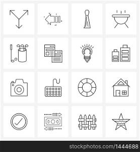 16 Universal Line Icon Pixel Perfect Symbols of bag, cook, back, portable, suiting Vector Illustration
