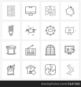 16 Universal Line Icon Pixel Perfect Symbols of fruit, food, normal, fruits, bag Vector Illustration