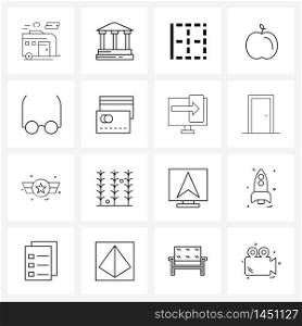 16 Universal Line Icon Pixel Perfect Symbols of goggles, education, left, slots, gambling Vector Illustration