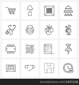 16 Universal Line Icon Pixel Perfect Symbols of medical, trash, living, town, area Vector Illustration