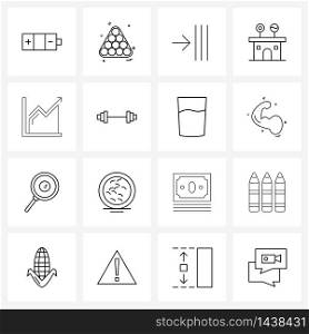 16 Universal Line Icons for Web and Mobile chart, store, arrow, shop, confectionery Vector Illustration