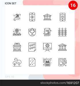 16 Universal Outline Signs Symbols of canada, security, money, network, database Editable Vector Design Elements