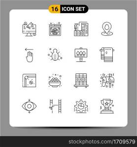 16 Universal Outline Signs Symbols of easter, pin, wide, location, fabrication Editable Vector Design Elements
