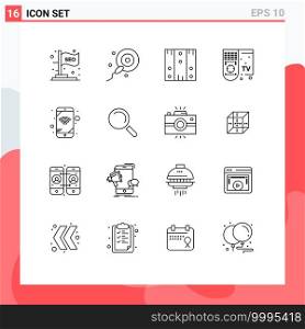 16 Universal Outline Signs Symbols of network, tv, delivery, remote, smart Editable Vector Design Elements