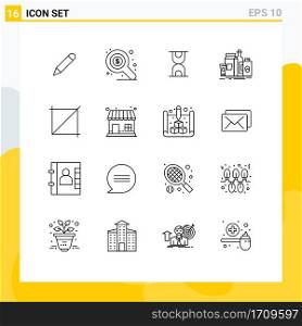 16 Universal Outline Signs Symbols of tool, crop, hour, bottle, marketing Editable Vector Design Elements