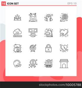 16 Universal Outlines Set for Web and Mobile Applications graph, business, physics, analysis, technology Editable Vector Design Elements