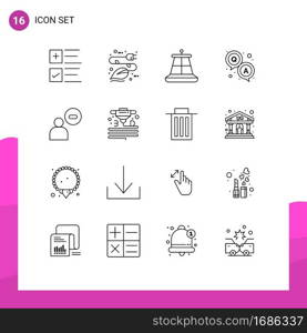 16 Universal Outlines Set for Web and Mobile Applications man, survey, eco, question, answer Editable Vector Design Elements