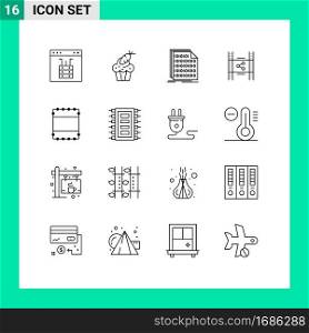 16 Universal Outlines Set for Web and Mobile Applications movie, distribution, easter, document, coding Editable Vector Design Elements