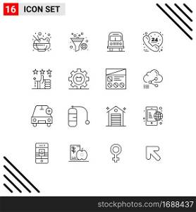 16 Universal Outlines Set for Web and Mobile Applications up, support, travel, like, help Editable Vector Design Elements
