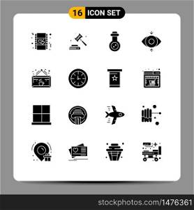 16 Universal Solid Glyph Signs Symbols of coffee, drink, legal, view, eye Editable Vector Design Elements