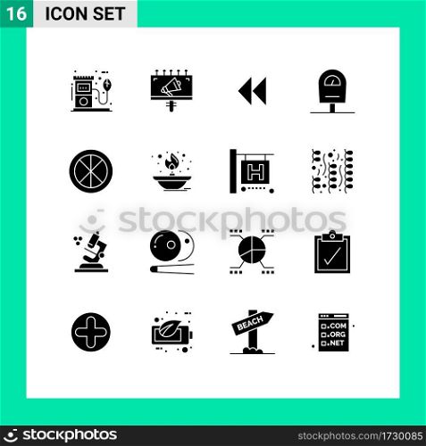 16 Universal Solid Glyph Signs Symbols of door, parking, marketing, meter, video Editable Vector Design Elements
