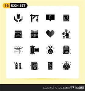 16 Universal Solid Glyph Signs Symbols of education, key, transportation, lock, safe Editable Vector Design Elements