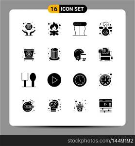 16 Universal Solid Glyph Signs Symbols of hat, lab, campfire, experiment, table Editable Vector Design Elements