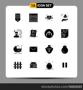 16 Universal Solid Glyph Signs Symbols of india, color, web, hand, valentine Editable Vector Design Elements
