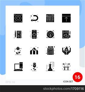 16 Universal Solid Glyph Signs Symbols of layout, grid, left, arrange, midi Editable Vector Design Elements