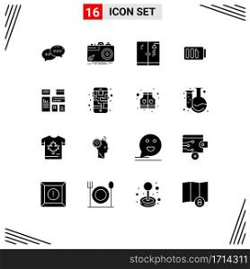 16 Universal Solid Glyphs Set for Web and Mobile Applications advertising, simple, aperture, electricity, charge Editable Vector Design Elements