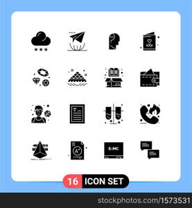 16 Universal Solid Glyphs Set for Web and Mobile Applications love, card, confuse, fathers day, dad Editable Vector Design Elements