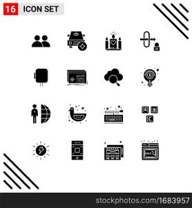 16 Universal Solid Glyphs Set for Web and Mobile Applications power, voltage, candle, security, gateway Editable Vector Design Elements