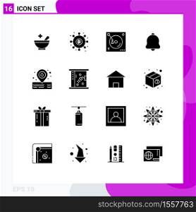 16 Universal Solid Glyphs Set for Web and Mobile Applications water, sound, mix, notification, alert Editable Vector Design Elements