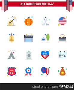 16 USA Flat Signs Independence Day Celebration Symbols of usa; ring; hokey; ball; flag Editable USA Day Vector Design Elements