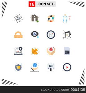 16 User Interface Flat Color Pack of modern Signs and Symbols of person, employee, teamwork, abilities, partnership Editable Pack of Creative Vector Design Elements