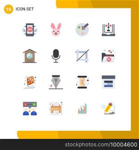 16 User Interface Flat Color Pack of modern Signs and Symbols of logistic, delivery, education, planning, development Editable Pack of Creative Vector Design Elements