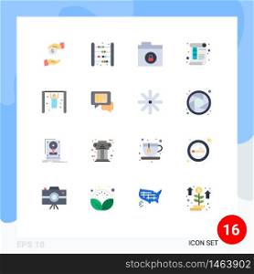 16 User Interface Flat Color Pack of modern Signs and Symbols of competition, print, math, paper, document Editable Pack of Creative Vector Design Elements