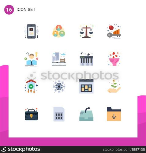 16 User Interface Flat Color Pack of modern Signs and Symbols of man, keyword analysis, circle, keyword, benchmark Editable Pack of Creative Vector Design Elements