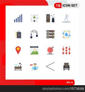 16 User Interface Flat Color Pack of modern Signs and Symbols of theatre, movie, burner, film, thermometer Editable Pack of Creative Vector Design Elements